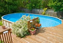 Above ground pool in the back yard